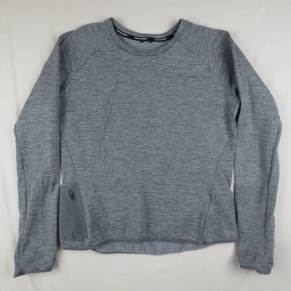 Nike Running Element Shirt Womens Med Gray Long Sleeve Training Running Outdoors